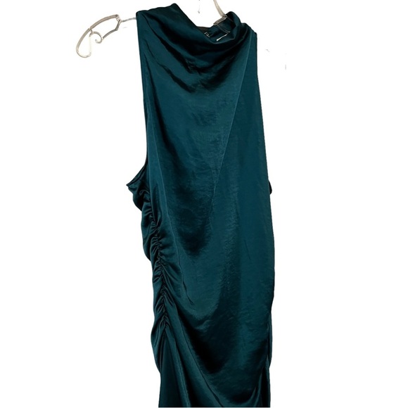 A.L.C. Inez Dress In Emerald Midi Ruched Draped 10 Satin Event - Picture 7 of 16